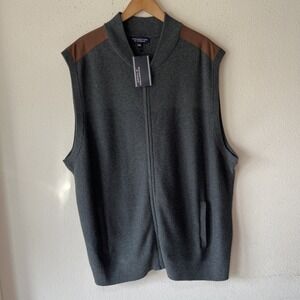 Roundtree & Yorke 3XB Full Zip Sweater Vest Big Tall Knit Gray Golf New Cotton